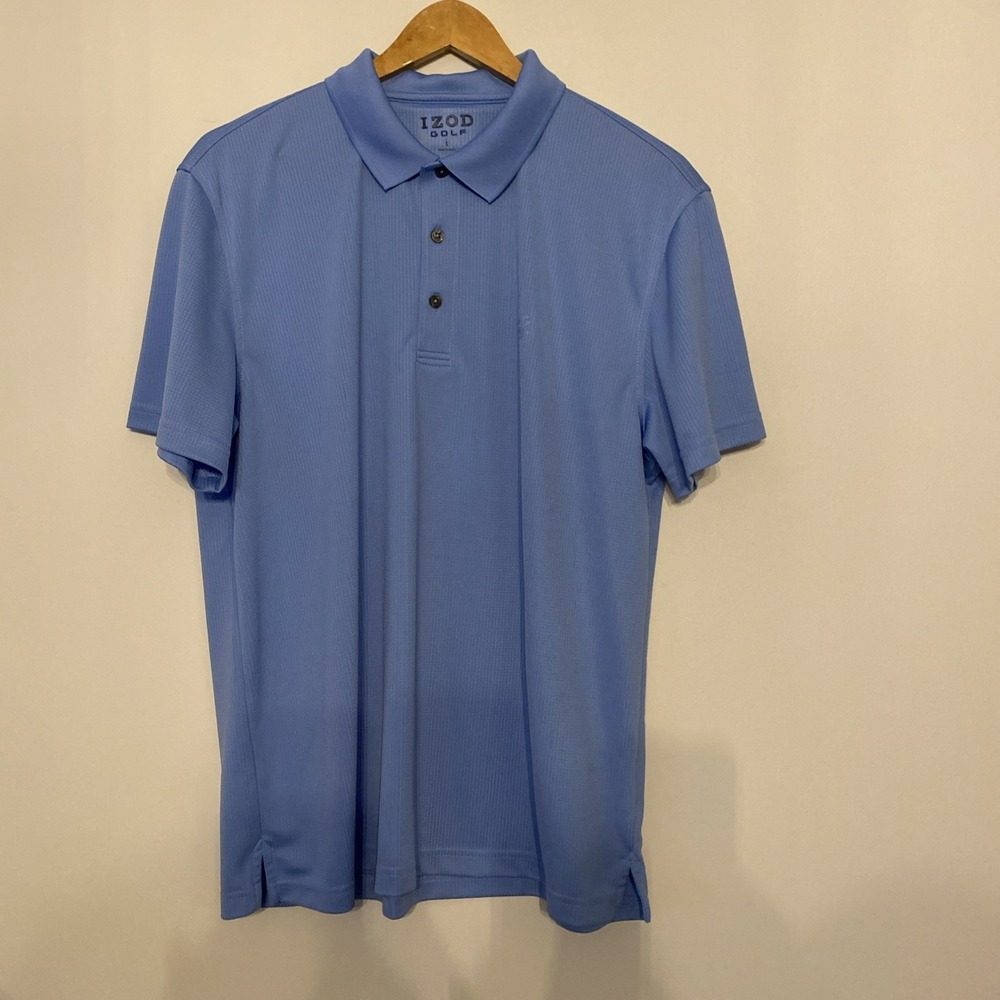 IZOD Mens Golf Polo Shirt Large Light Blue